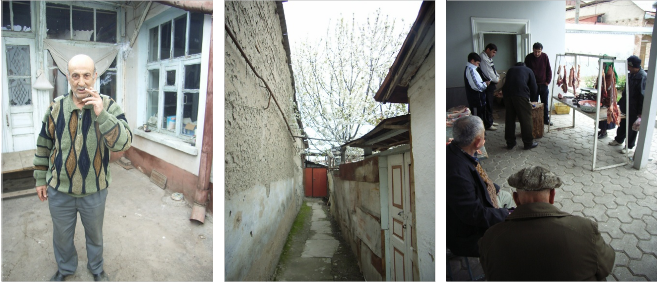 Arkadi smoking in his courtyard