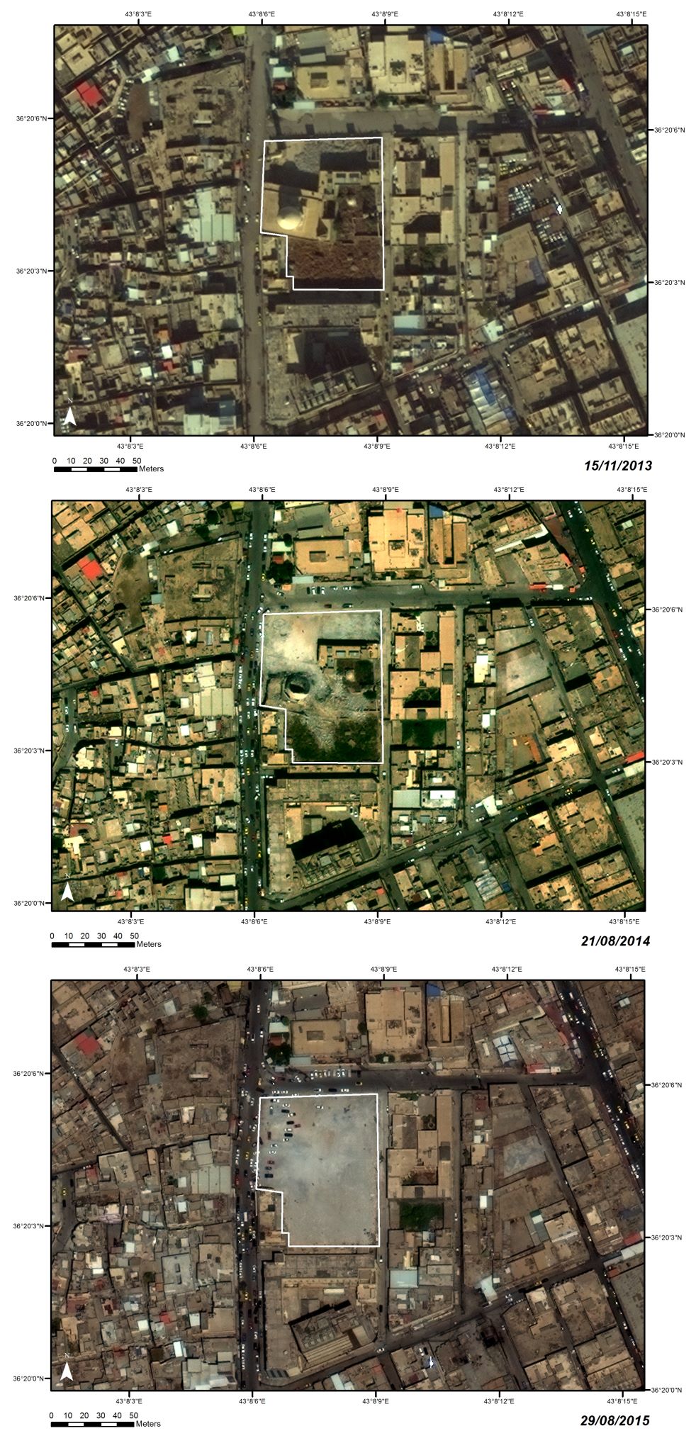 Mosque of the Prophet Seth.  Comparison of satellite images.