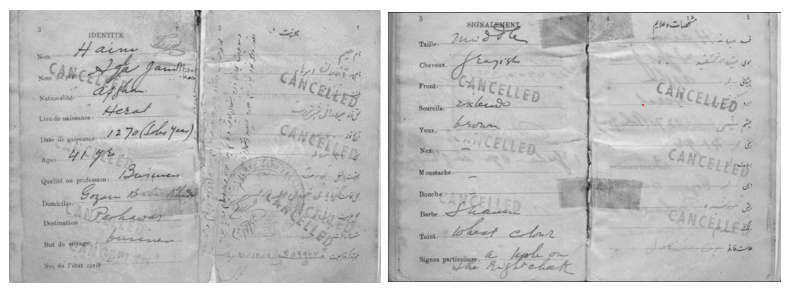 Passport Haim Abraham 1943, pages 2-5
