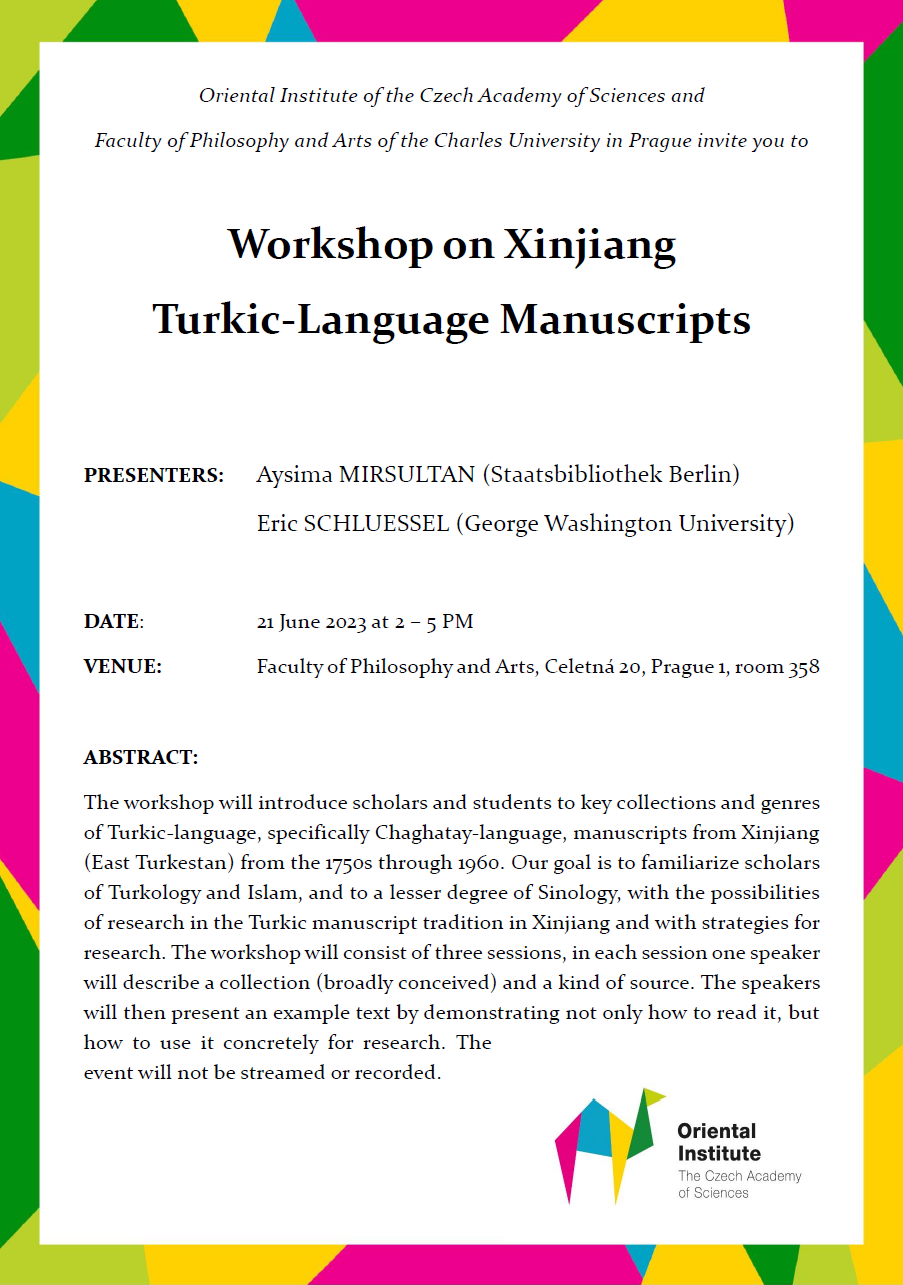 Workshop on Xinjiang Turkic-Language Manuscripts